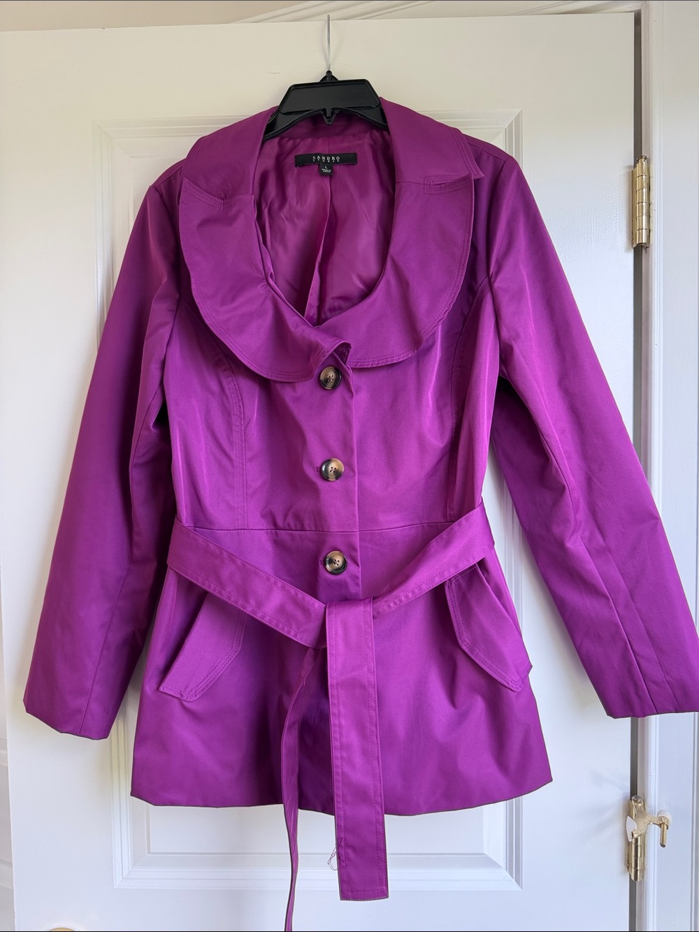 Sandro Women's Magenta Belted Trench Coat